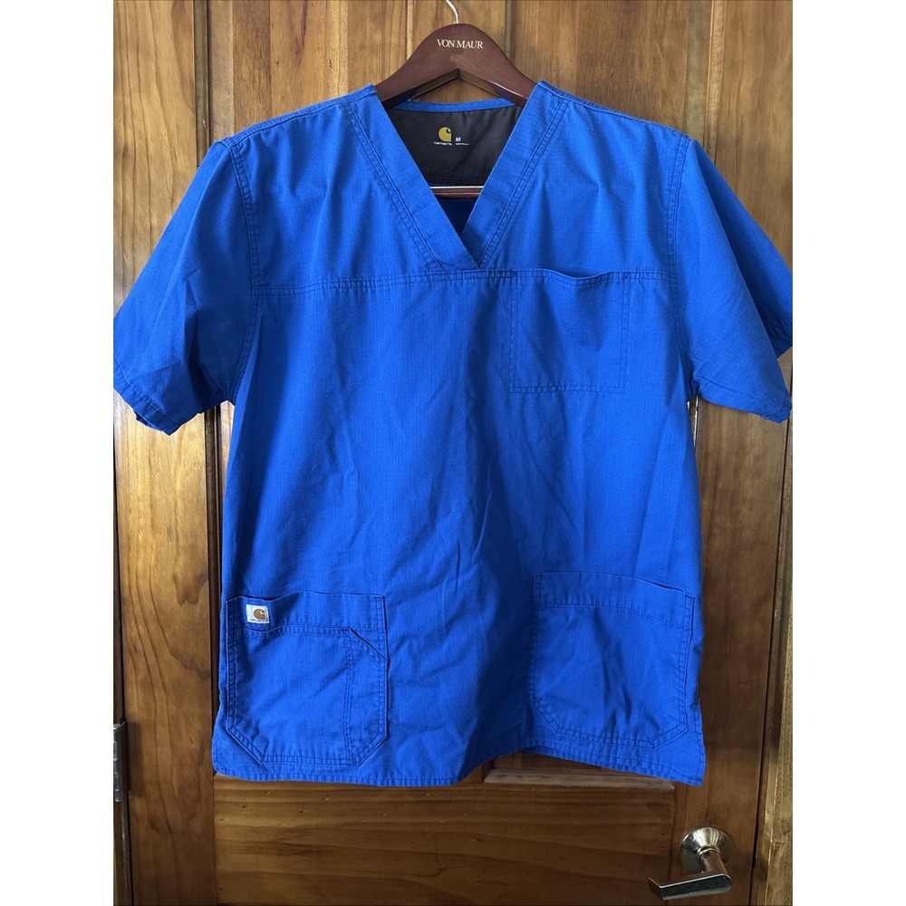 Carhartt Force Blue Scrub Set Womens Medium Short Pants V-Neck Top C54108S